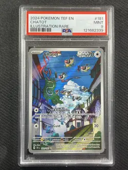 Pokemon Cards PSA 9 Mint Chatot Illustration Rare Temporal Forces 2024 181/162 - Image 1