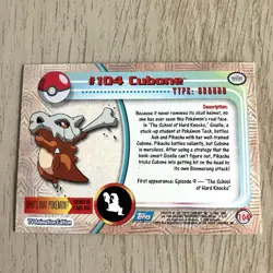Topps Pokemon Foil Card TV Animation Series 2 Blue Logo #104 Cubone - Image 3