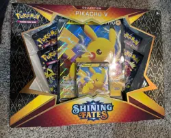 POKEMON Shining Fates Pikachu V Collection Holo Promo + 4 Booster SEALED BOX New 820650828690 - Image 1