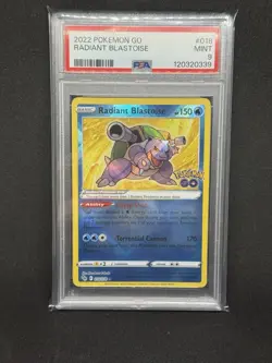 PSA 9 Mint Radiant Blastoise 018/078 Pokemon GO Holo Pokemon TCG - Image 1