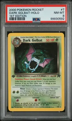 2000 POKEMON ROCKET 1ST ED #7 DARK GOLBAT-HOLO PSA 8 - Image 1
