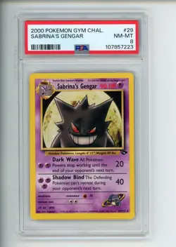 2000 Pokemon Gym Challenge Sabrina's Gengar 29/132 Unlimited Non-Holo Rare PSA 8 - Image 1