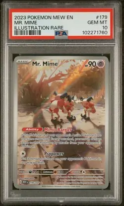 PSA 10 GEM MINT 💎- 2023 POKEMON MEW EN-151 ILLUSTRATION RARE #179 MR. MIME - Image 1