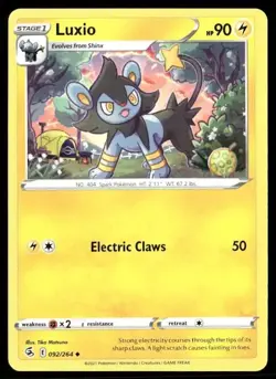 2021 Fusion Strike Set Pokemon Card 092 Luxio NM - Image 1