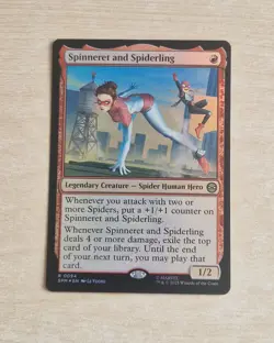 Spinneret and Spiderling #0094 Foil Rare Card - MTG Marvel Spiderman 2025 - Image 1