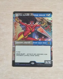 Spider-Woman, Stunning Savior #0230 Foil Rare Borderless Card - MTG Spiderman - Image 1