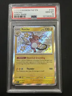 NEW CERT Raichu 132/091 PSA 10 Pokemon Scarlet Violet Paldean Fates Baby Shiny - Image 1