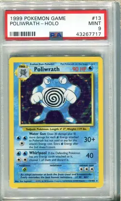 PSA 9 POLIWRATH HOLO #13 BASE SET POKEMON GAME 1999 MINT - Image 1