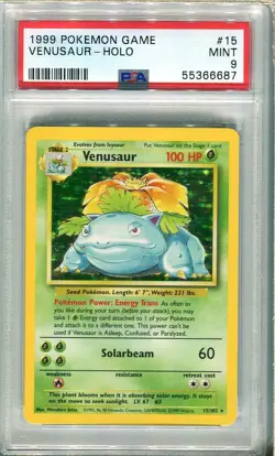 PSA 9 VENUSAUR HOLO #15 BASE SET POKEMON GAME 1999 MINT - Image 1