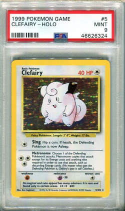 PSA 9 CLEFAIRY HOLO #5 BASE SET POKEMON GAME 1999 MINT - Image 1