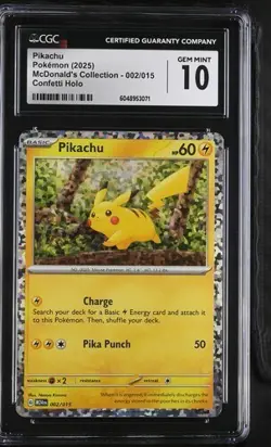 ⚡⚡ CGC 10 Pikachu 002/015 McDonald's Collection 2025 Confetti Holo Pokemon 151 - Image 1