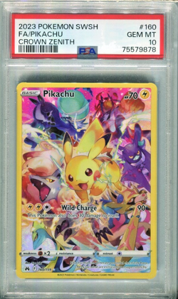 PSA 10 PIKACHU #160 SWSH CROWN ZENITH FULL ART POKEMON GEM MINT - Image 1