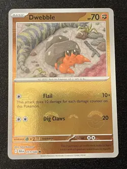 Pokemon TCG Card Dwebble 051/086 Pokeball Reverse Holo Black Bolt NM Near Mint - Image 1