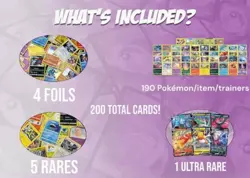 200 Pokemon card lot (Near Mint Condition). Collection Foils Rare & Ultra Rare - Image 2