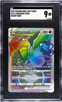 2022 POKEMON SWORD & SHIELD BRILLIANT STARS #174 FULL ART/CHARIZARD VSTAR SGC 10 - Image 1