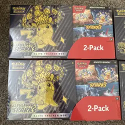 Brand New Pokemon Surging Sparks ETB + Booster Bundle Costco Sealed Lot of 4 - Image 2