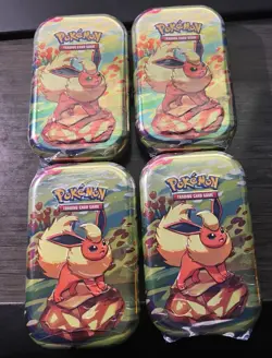 4 Pokemon TCG: Prismatic Evolutions Mini Tin - Flareon 4x SEALED - Image 1