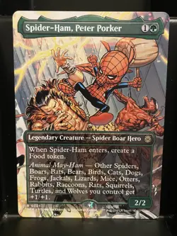 Spider-Ham, Peter Porker #201 BORDERLESS SCENE NM/M MTG Spiderman Magic Card - Image 1
