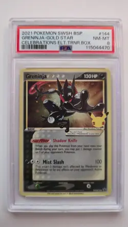2021 Pokemon SWSH BSP Greninja Gold Star Celebrations Etb Promo PSA NM-MT 8 #144 - Image 1