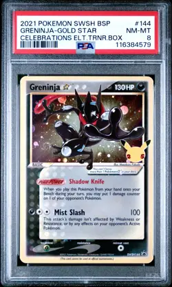PSA 8 NM/MT 2021 POKEMON SWSH BLACK STAR PROMO 144 GRENINJA-GOLD STAR ENGLISH - Image 1