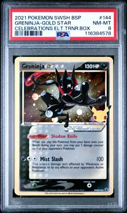 PSA 8 NM/MT 2021 POKEMON SWSH BLACK STAR PROMO 144 GRENINJA-GOLD STAR ENGLISH - Image 3