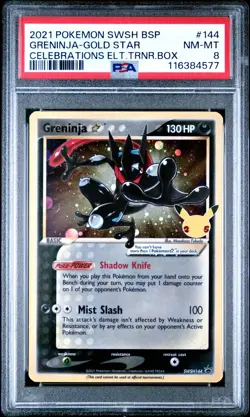 PSA 8 NM/MT 2021 POKEMON SWSH BLACK STAR PROMO 144 GRENINJA-GOLD STAR ENGLISH - Image 5