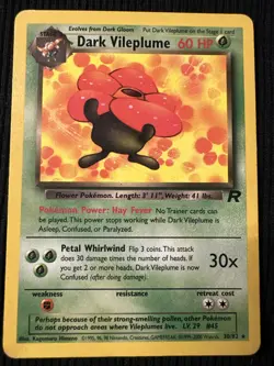 Lightly Played Dark Vileplume - 30/82 - Rare - 1st Edition Pokemon Team Rocket - Image 1