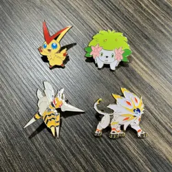 4 Pokemon Enamel Pin Badge Lot 2016 Solgaleo/ Beedrill/ Shaymin/ Victini - Image 2