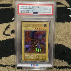 YuGiOh Meteor Dragon PSA10 Ultra Rare 1999 Japanese Premium Pack Card - Image 1