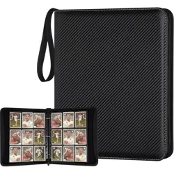 9 Pocket Card Binder, Zip Trading Card Binder, 720 Double Sided Pocket PU Co... - Image 1