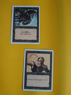 Dark Ritual & Unholy Strength. Magic the Gathering Card x Revised. Old Vintage. - Image 1