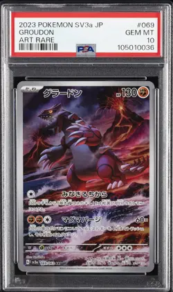 2023 POKEMON JPN SV3A-RAGING SURF ART RARE #069 GROUDON PSA 10 - Image 1