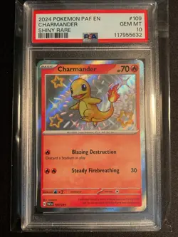 2024 POKEMON PAF EN-PALDEAN FATES SHINY RARE #109 CHARMANDER PSA 10 - Image 1