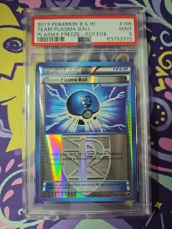 Pokemon TCG Black & White Plasma Freeze Team Plasma Ball 105 Reverse Holo PSA 9 - Image 1