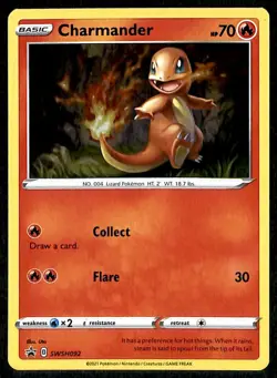 Charmander Holo Black Star Promo SWSH092, NM Pokemon Card - Image 1