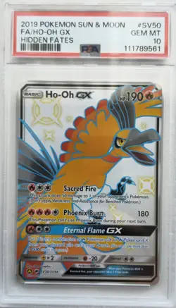 💥PSA 10 HO-OH GX Sun & Moon Hidden Fates Sv50/Sv94 Holo Full Art Pokemon Card - Image 1
