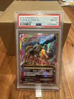 2016 POKEMON XY EVOLUTIONS #102 FULL ART/M BLASTOISE EX PSA 8 - Image 1