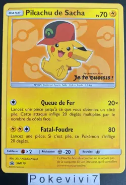 Carte Pokemon PIKACHU DE SACHA SM110 PROMO Soleil et Lune SL FR NEUF - Image 1