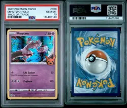 2022 Pokemon SWSH MEWTWO #056/172 HOLO - Trick or Trade - PSA 10 - Image 1