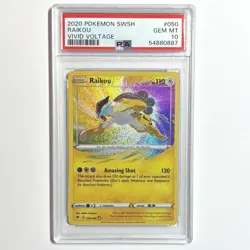 2020 Pokemon SWSH Vivid Voltage Raikou 050/185 Amazing Rare Holo PSA 10 GEM MINT - Image 1