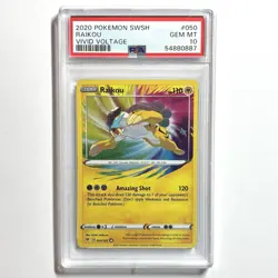 2020 Pokemon SWSH Vivid Voltage Raikou 050/185 Amazing Rare Holo PSA 10 GEM MINT - Image 2