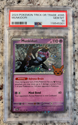 2024 POKEMON TCG TRICK OR TRADE #095 MUNKIDORI PSA 10 Mint Graded Stamped🔥🔥 - Image 1
