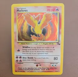 Moltres Holo Rare Pokemon Card 12/62 Fossil Base Set Tcg Shiny Vintage 1999 - Image 1