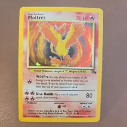Moltres Holo Rare Pokemon Card 12/62 Fossil Base Set Tcg Shiny Vintage 1999 - Image 2