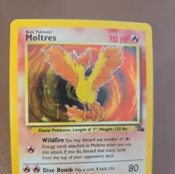 Moltres Holo Rare Pokemon Card 12/62 Fossil Base Set Tcg Shiny Vintage 1999 - Image 3