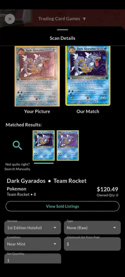 Pokemon Dark Gyarados Holo Rare TCG Card 1st Edition 8/82 Mint Condition - Image 1