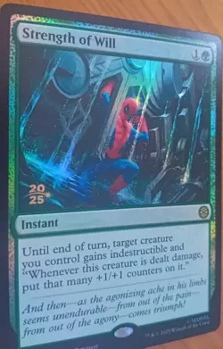 Strength of Will 0118 Rare Foil Pre-Release Promo Spider-Man MTG - Image 1