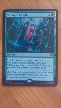 Strength of Will 0118 Rare Foil Pre-Release Promo Spider-Man MTG - Image 2