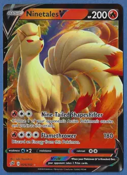 2020 Pokemon Rebel Clash Ultra Rare Holo Card 026/192 Ninetales V Pack Fresh - Image 1