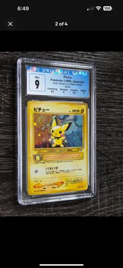 Pichu Neo Genesis SWIRL Japanese #172 Holo Rare Pokemon - CGC 9 Subgrades - Image 2